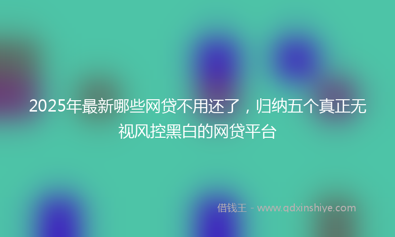 2025年最新哪些网贷不用还了，归纳五个真正无视风控黑白的网贷平台