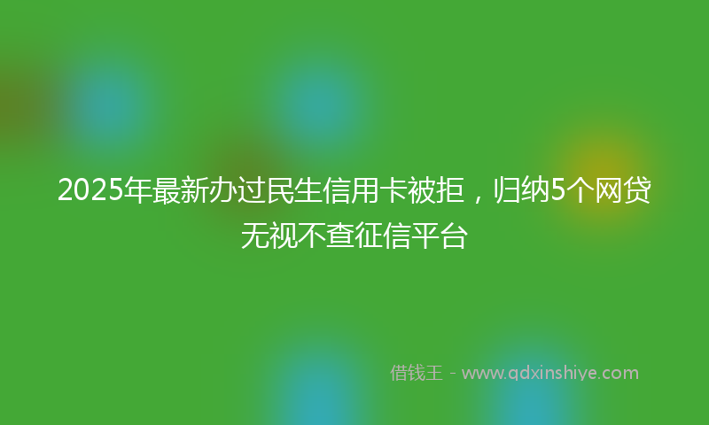 2025年最新办过民生信用卡被拒，归纳5个网贷无视不查征信平台