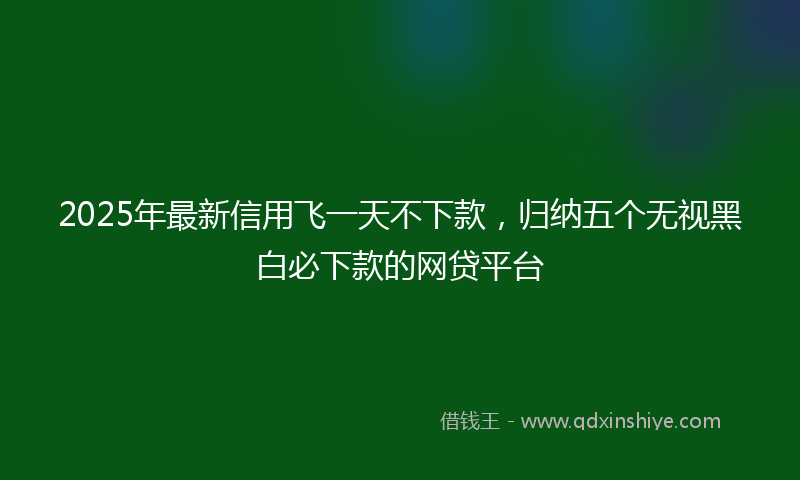 2025年最新信用飞一天不下款，归纳五个无视黑白必下款的网贷平台
