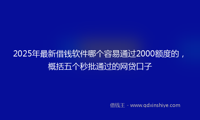 2025年最新借钱软件哪个容易通过2000额度的，概括五个秒批通过的网贷口子