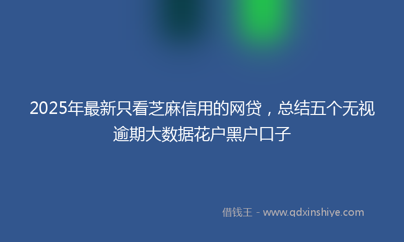 2025年最新只看芝麻信用的网贷，总结五个无视逾期大数据花户黑户口子