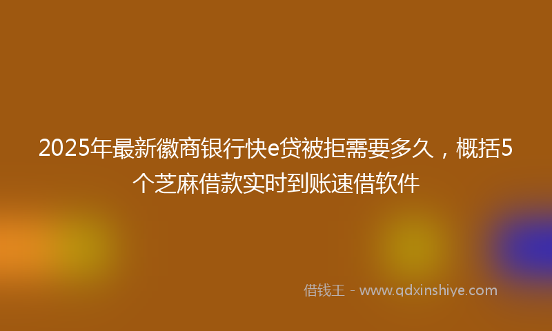 2025年最新徽商银行快e贷被拒需要多久，概括5个芝麻借款实时到账速借软件