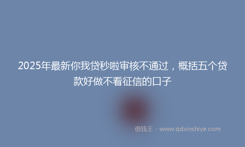 2025年最新你我贷秒啦审核不通过，概括五个贷款好做不看征信的口子