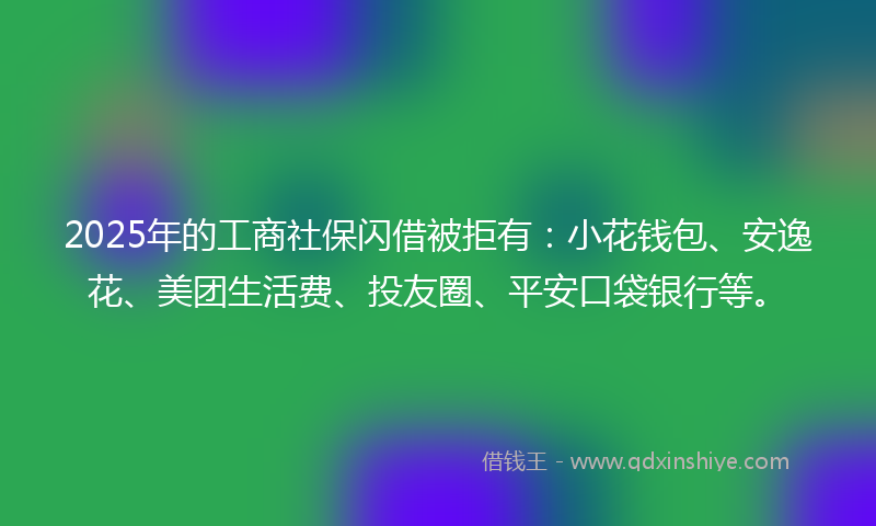 2025年的工商社保闪借被拒有：小花钱包、安逸花、美团生活费、投友圈、平安口袋银行等。