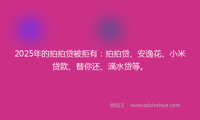 2025年的拍拍贷被拒有：拍拍贷、安逸花、小米贷款、替你还、滴水贷等。