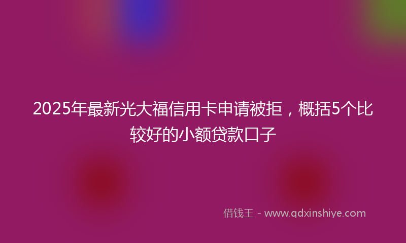 2025年最新光大福信用卡申请被拒，概括5个比较好的小额贷款口子