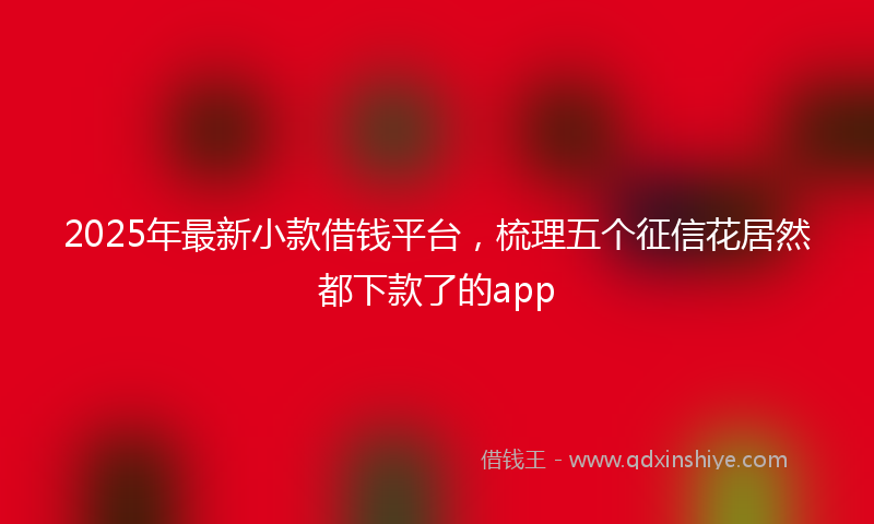 2025年最新小款借钱平台，梳理五个征信花居然都下款了的app