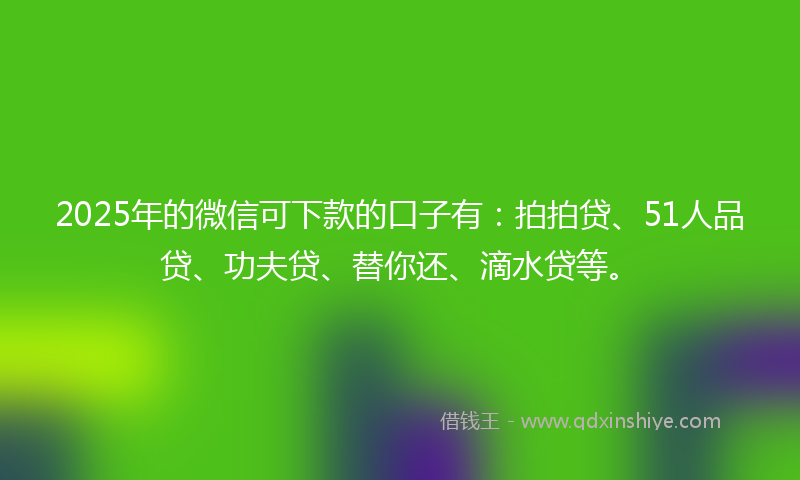 2025年的微信可下款的口子有：拍拍贷、51人品贷、功夫贷、替你还、滴水贷等。