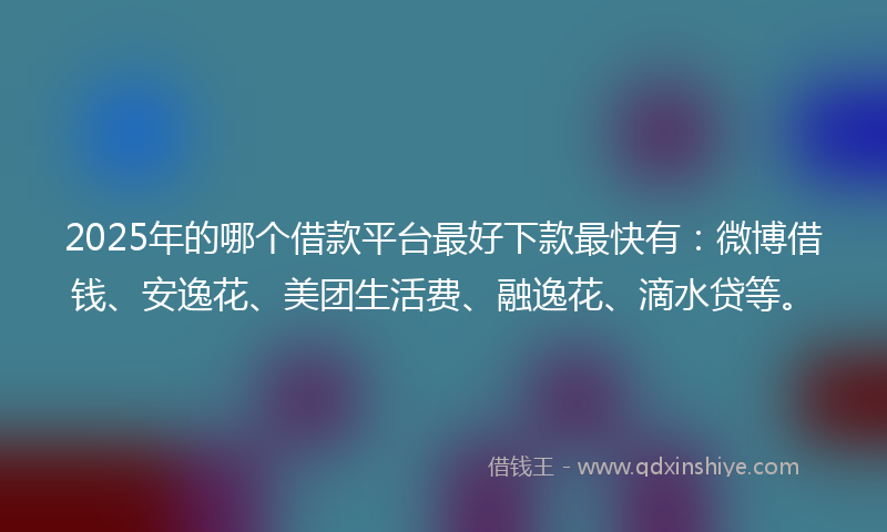 2025年的哪个借款平台最好下款最快有：微博借钱、安逸花、美团生活费、融逸花、滴水贷等。