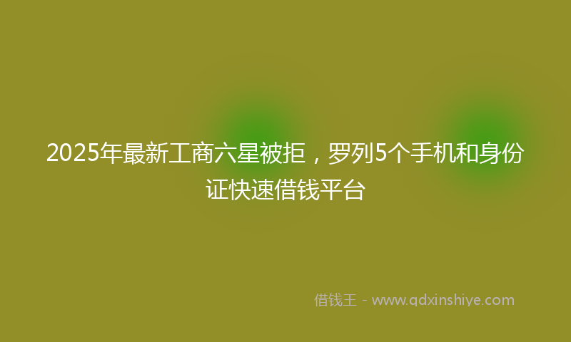 2025年最新工商六星被拒，罗列5个手机和身份证快速借钱平台