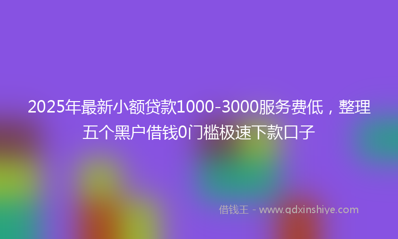 2025年最新小额贷款1000-3000服务费低，整理五个黑户借钱0门槛极速下款口子
