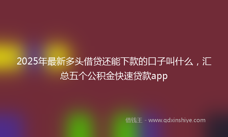 2025年最新多头借贷还能下款的口子叫什么，汇总五个公积金快速贷款app