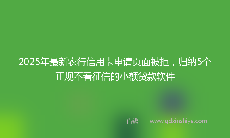 2025年最新农行信用卡申请页面被拒，归纳5个正规不看征信的小额贷款软件