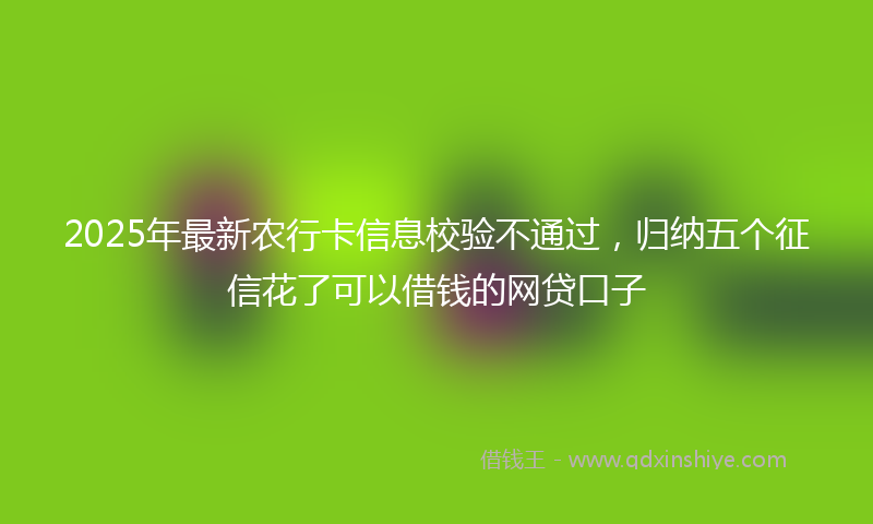 2025年最新农行卡信息校验不通过，归纳五个征信花了可以借钱的网贷口子