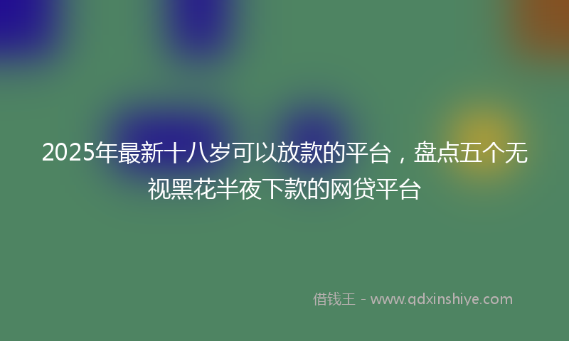 2025年最新十八岁可以放款的平台，盘点五个无视黑花半夜下款的网贷平台
