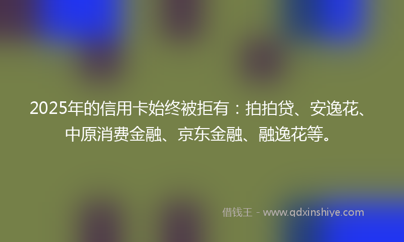 2025年的信用卡始终被拒有：拍拍贷、安逸花、中原消费金融、京东金融、融逸花等。