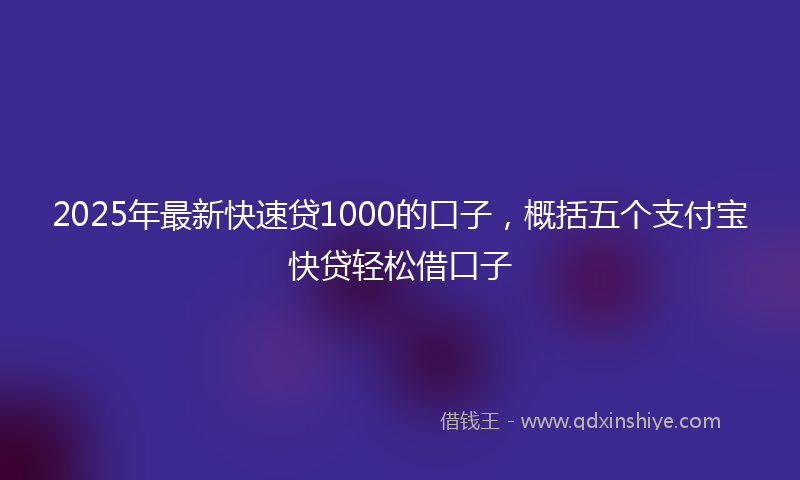 2025年最新快速贷1000的口子，概括五个支付宝快贷轻松借口子