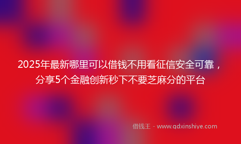 2025年最新哪里可以借钱不用看征信安全可靠，分享5个金融创新秒下不要芝麻分的平台