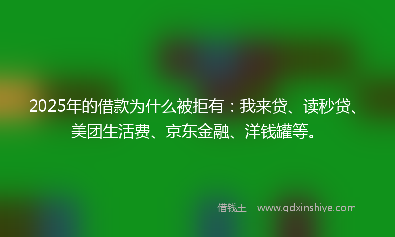 2025年的借款为什么被拒有：我来贷、读秒贷、美团生活费、京东金融、洋钱罐等。