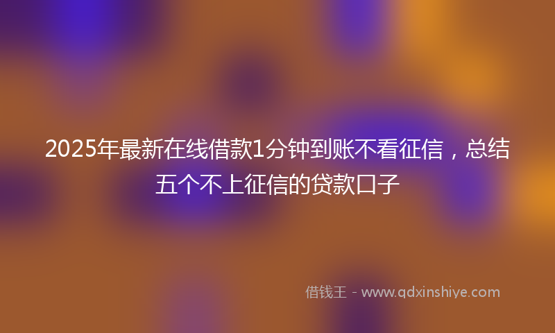 2025年最新在线借款1分钟到账不看征信，总结五个不上征信的贷款口子