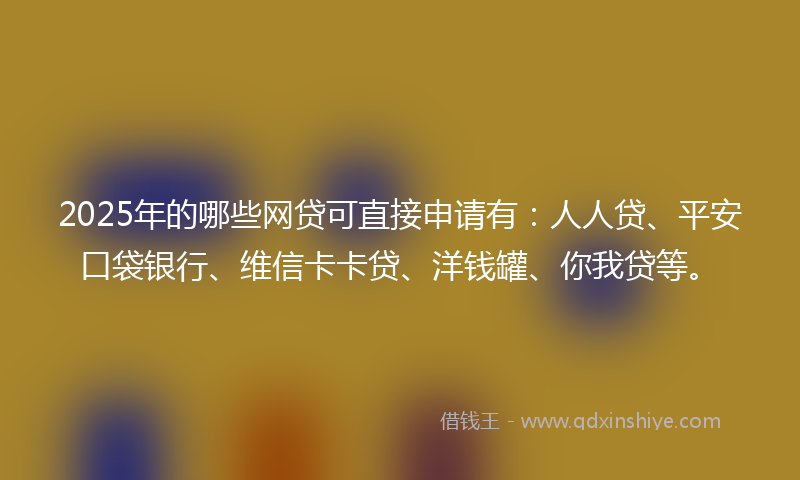 2025年的哪些网贷可直接申请有：人人贷、平安口袋银行、维信卡卡贷、洋钱罐、你我贷等。