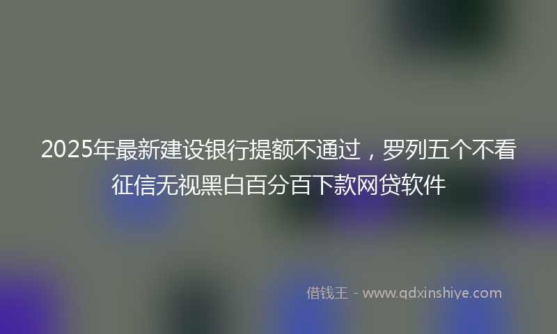 2025年最新建设银行提额不通过，罗列五个不看征信无视黑白百分百下款网贷软件