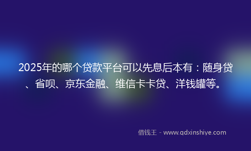 2025年的哪个贷款平台可以先息后本有：随身贷、省呗、京东金融、维信卡卡贷、洋钱罐等。