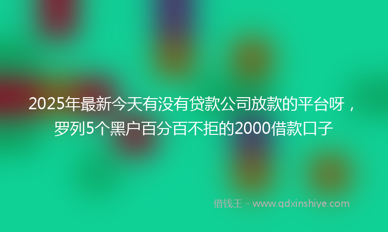 2025年最新今天有没有贷款公司放款的平台呀，罗列5个黑户百分百不拒的2000借款口子