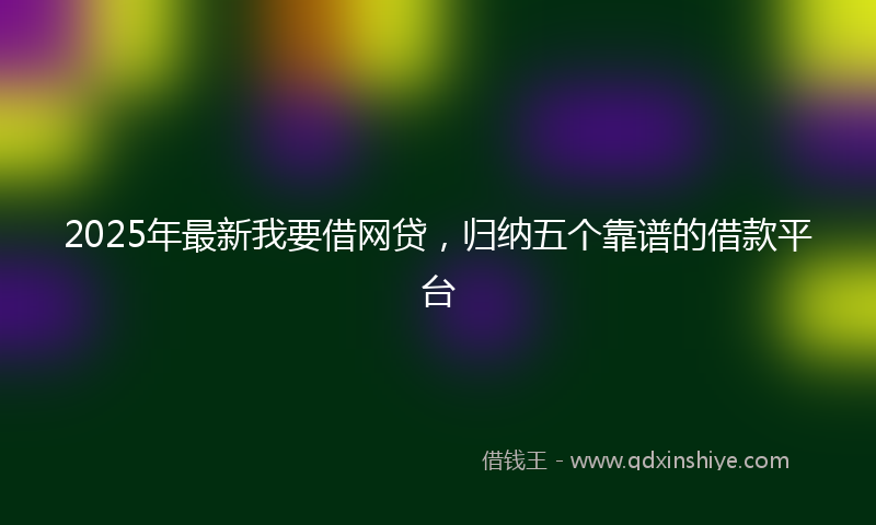 2025年最新我要借网贷，归纳五个靠谱的借款平台