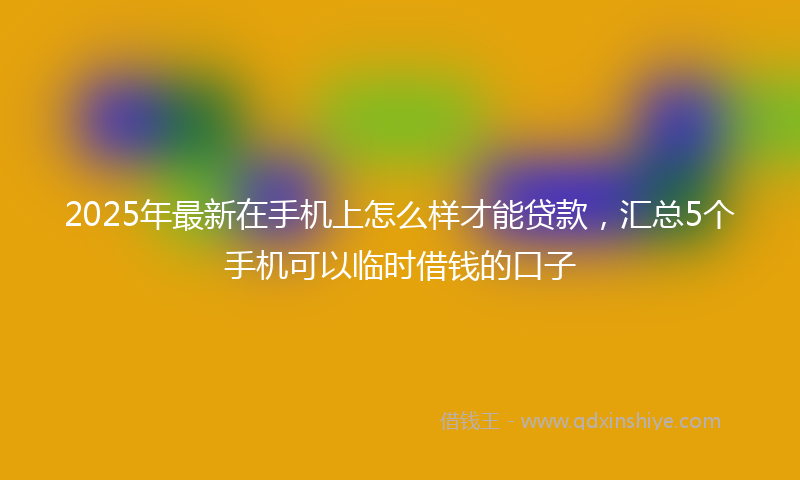 2025年最新在手机上怎么样才能贷款，汇总5个手机可以临时借钱的口子