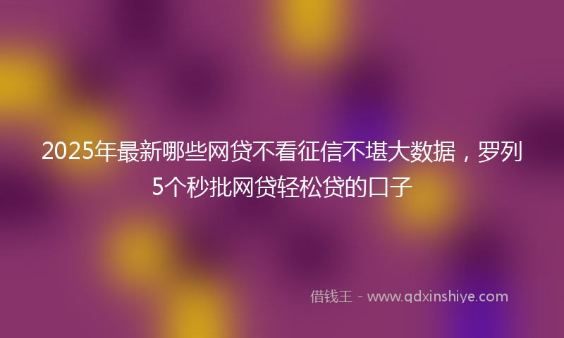 2025年最新哪些网贷不看征信不堪大数据，罗列5个秒批网贷轻松贷的口子