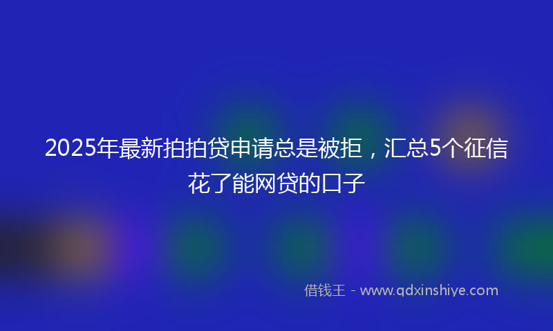 2025年最新拍拍贷申请总是被拒，汇总5个征信花了能网贷的口子