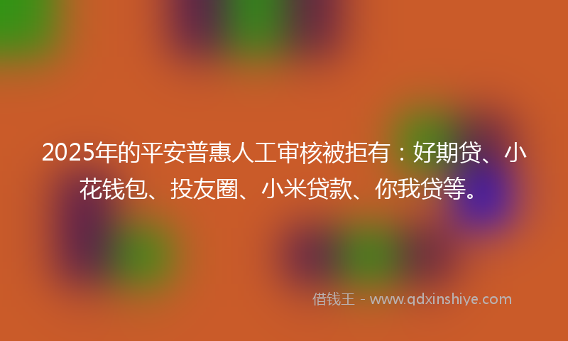 2025年的平安普惠人工审核被拒有：好期贷、小花钱包、投友圈、小米贷款、你我贷等。