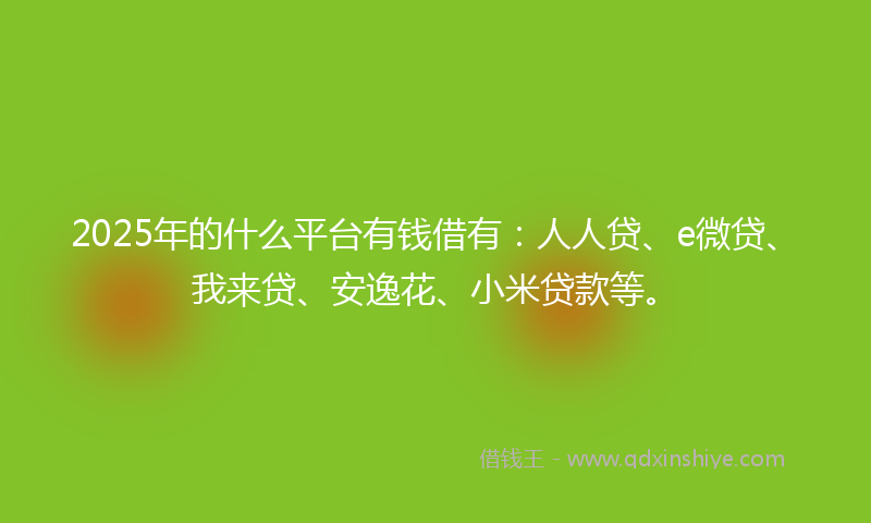 2025年的什么平台有钱借有：人人贷、e微贷、我来贷、安逸花、小米贷款等。
