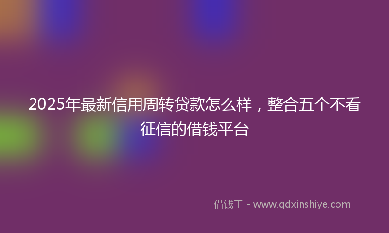2025年最新信用周转贷款怎么样，整合五个不看征信的借钱平台