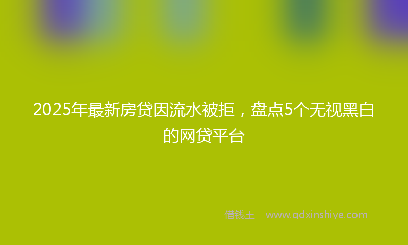 2025年最新房贷因流水被拒，盘点5个无视黑白的网贷平台