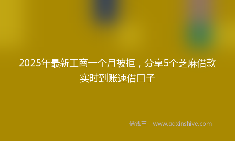 2025年最新工商一个月被拒，分享5个芝麻借款实时到账速借口子