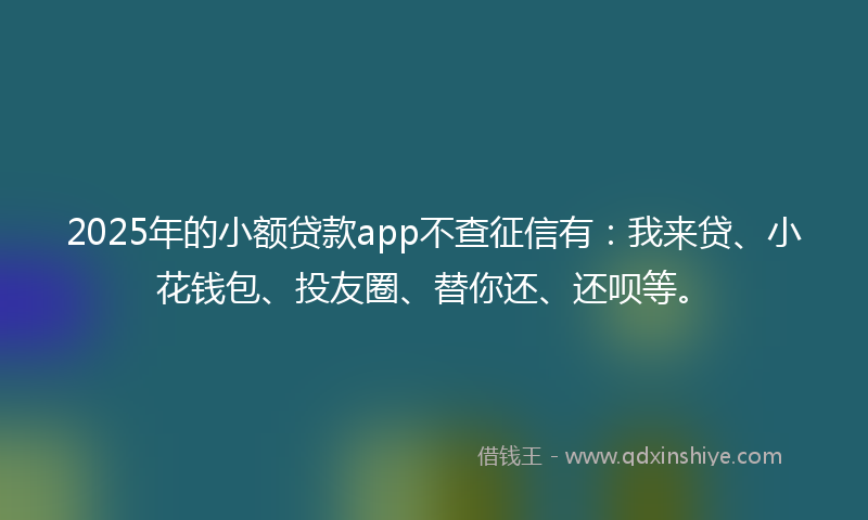 2025年的小额贷款app不查征信有：我来贷、小花钱包、投友圈、替你还、还呗等。