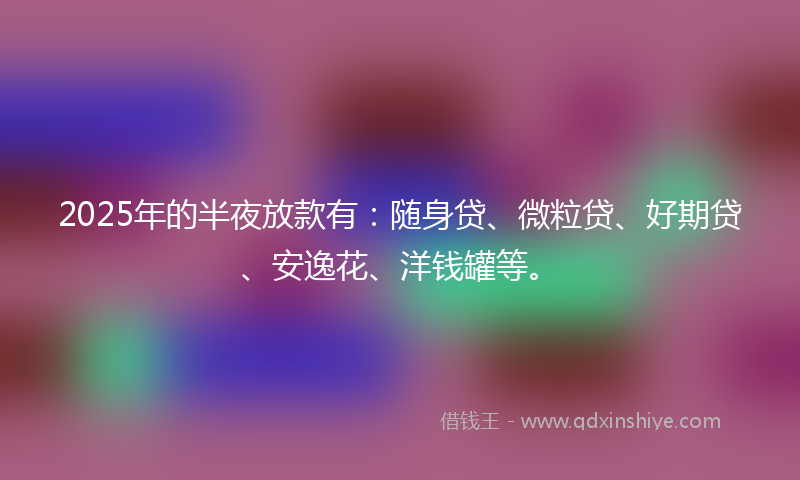 2025年的半夜放款有：随身贷、微粒贷、好期贷、安逸花、洋钱罐等。