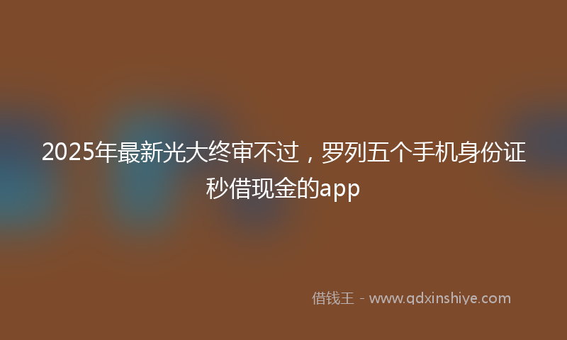 2025年最新光大终审不过，罗列五个手机身份证秒借现金的app