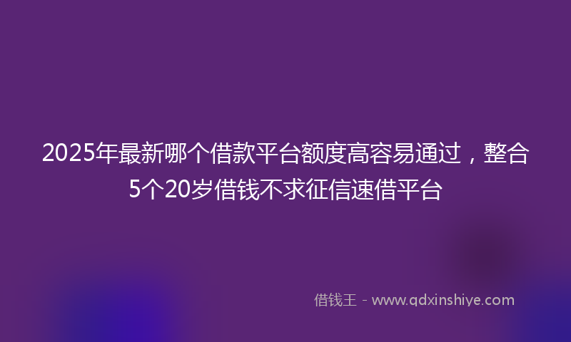 2025年最新哪个借款平台额度高容易通过，整合5个20岁借钱不求征信速借平台