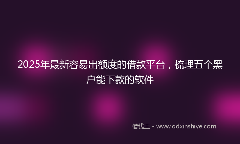 2025年最新容易出额度的借款平台，梳理五个黑户能下款的软件