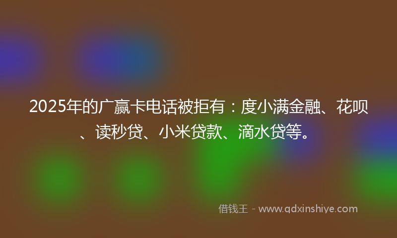 2025年的广赢卡电话被拒有：度小满金融、花呗、读秒贷、小米贷款、滴水贷等。