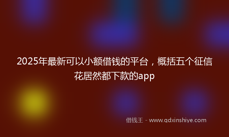 2025年最新可以小额借钱的平台，概括五个征信花居然都下款的app
