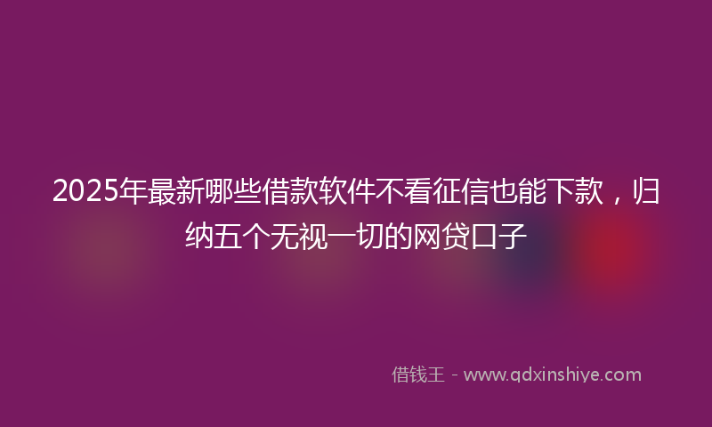2025年最新哪些借款软件不看征信也能下款，归纳五个无视一切的网贷口子