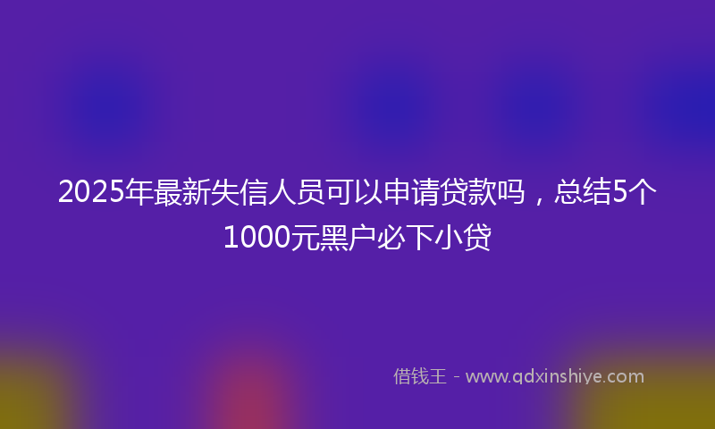 2025年最新失信人员可以申请贷款吗，总结5个1000元黑户必下小贷