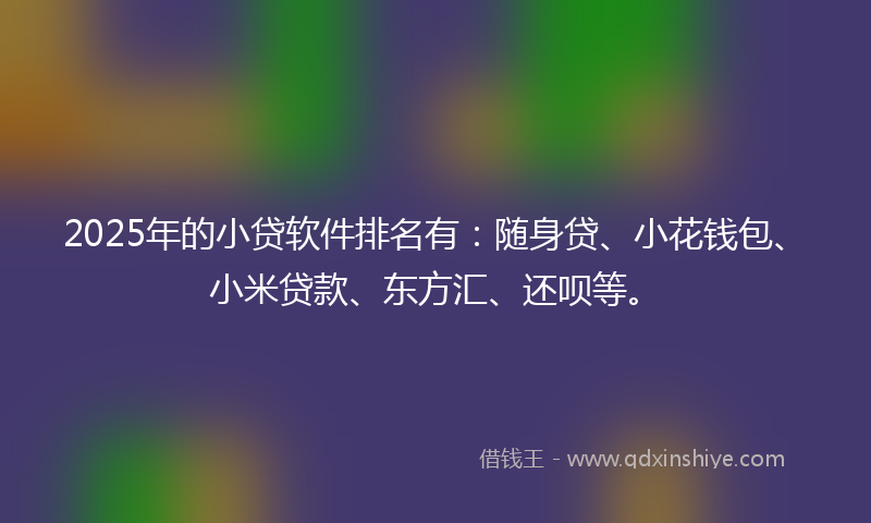 2025年的小贷软件排名有：随身贷、小花钱包、小米贷款、东方汇、还呗等。