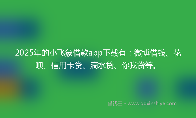 2025年的小飞象借款app下载有：微博借钱、花呗、信用卡贷、滴水贷、你我贷等。