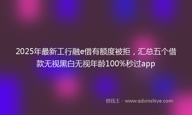 2025年最新工行融e借有额度被拒，汇总五个借款无视黑白无视年龄100%秒过app