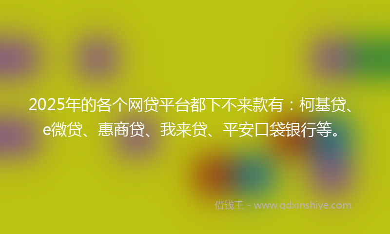 2025年的各个网贷平台都下不来款有：柯基贷、e微贷、惠商贷、我来贷、平安口袋银行等。